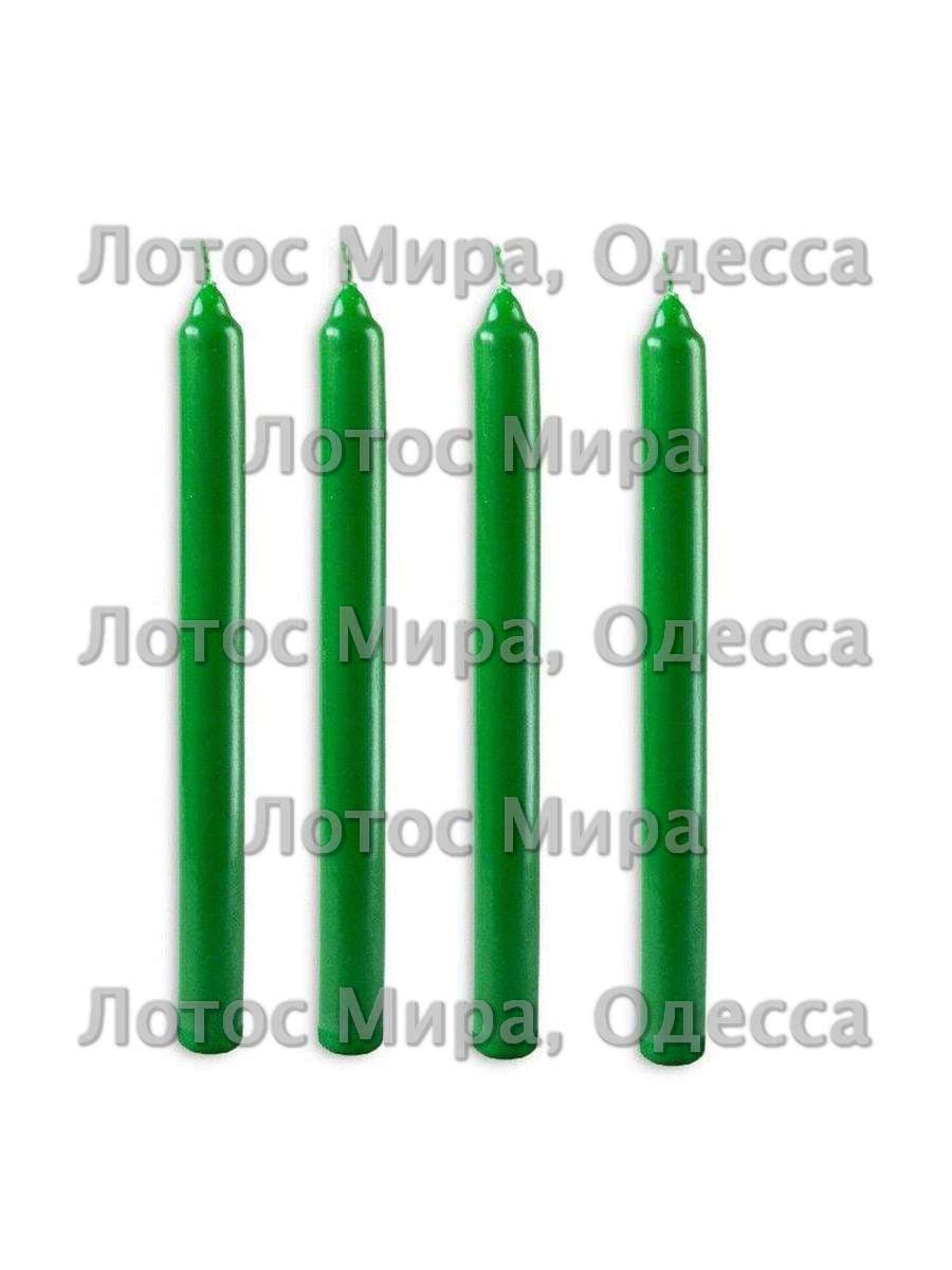 Зеленая большая свеча 3,5*3,5*20,5см. 0350