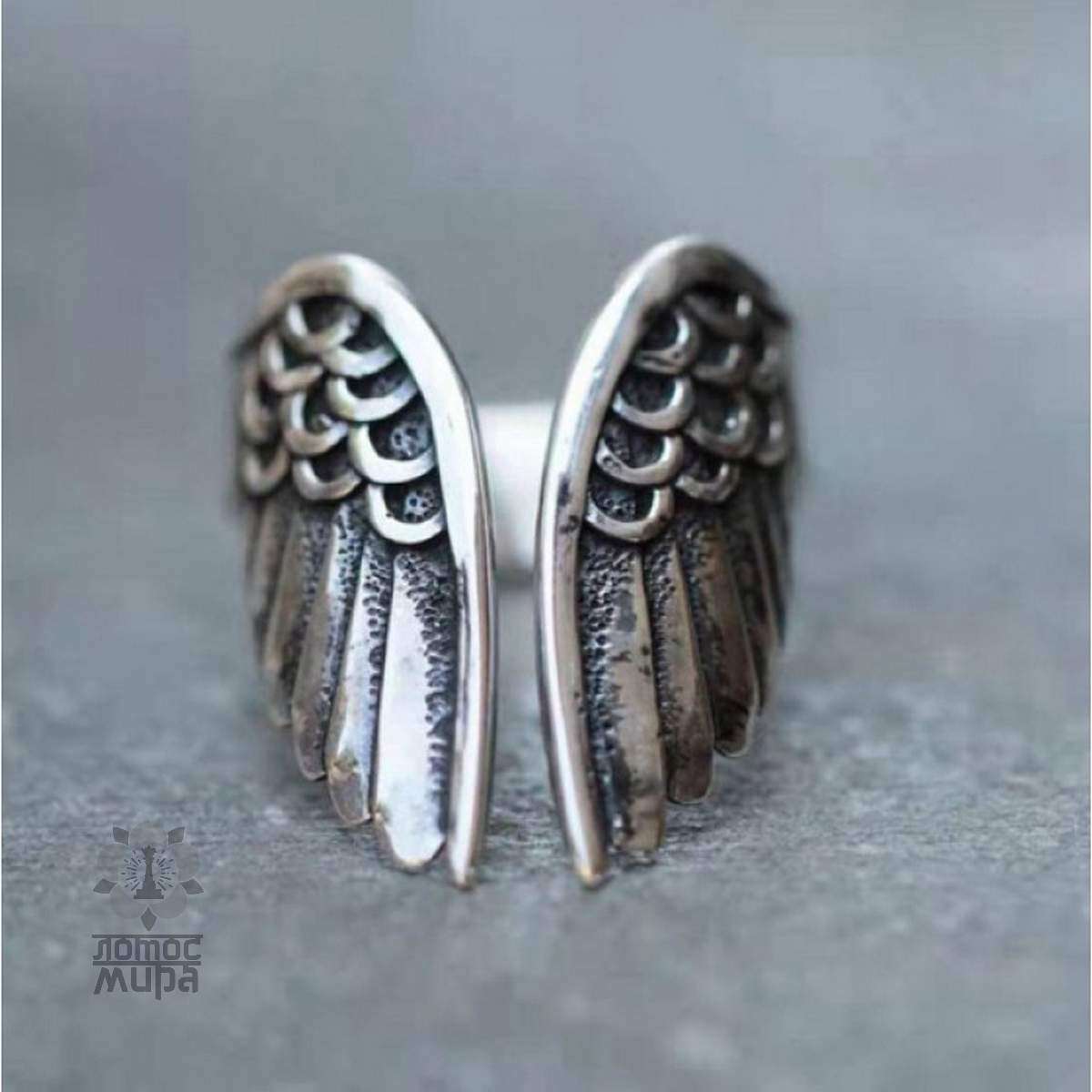 Кольцо «Крылья ангела» белый метал 0150