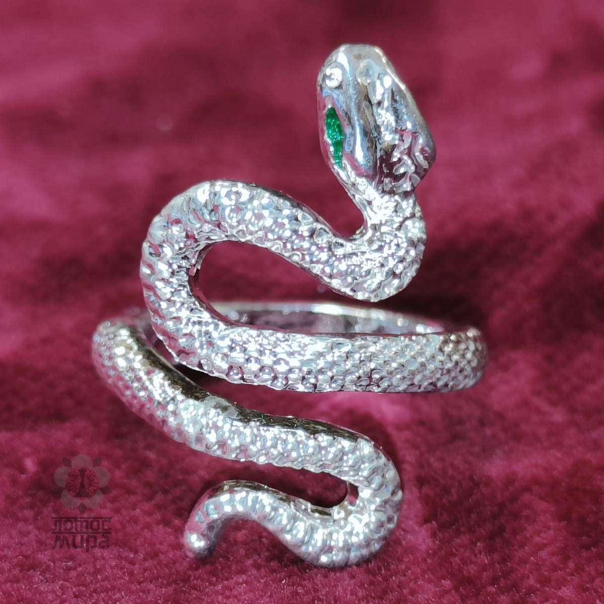 Кольцо «Змея» белый метал 0150