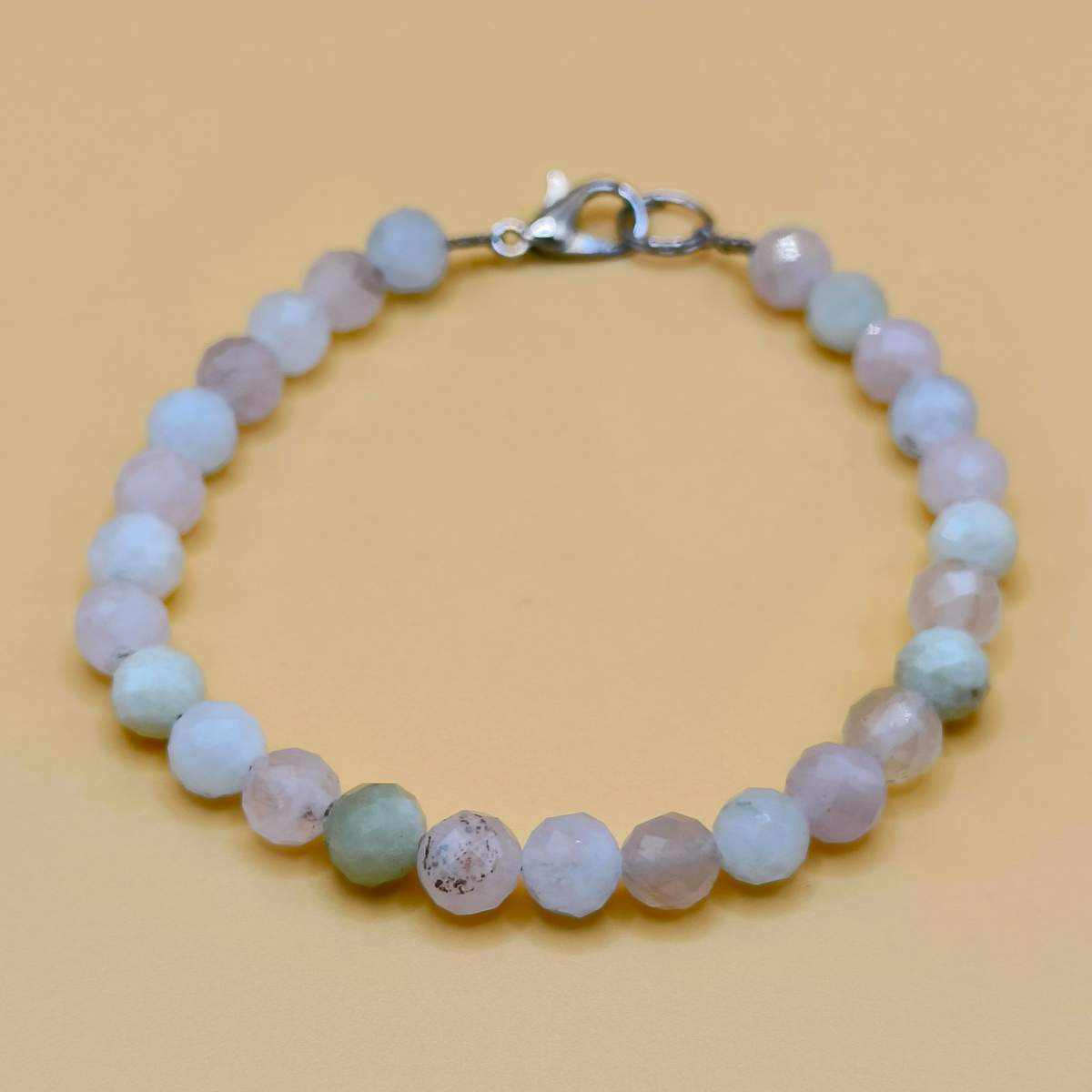 Браслет Морганіт огранка 6мм 0700