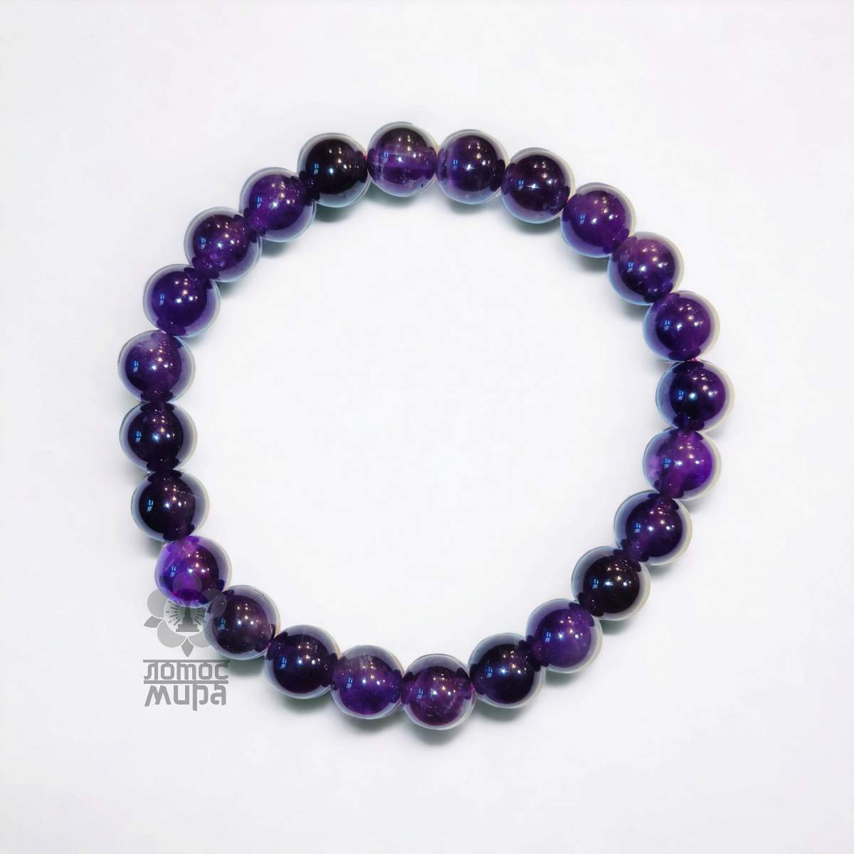 Браслет Аметист темний 6,5мм 0500