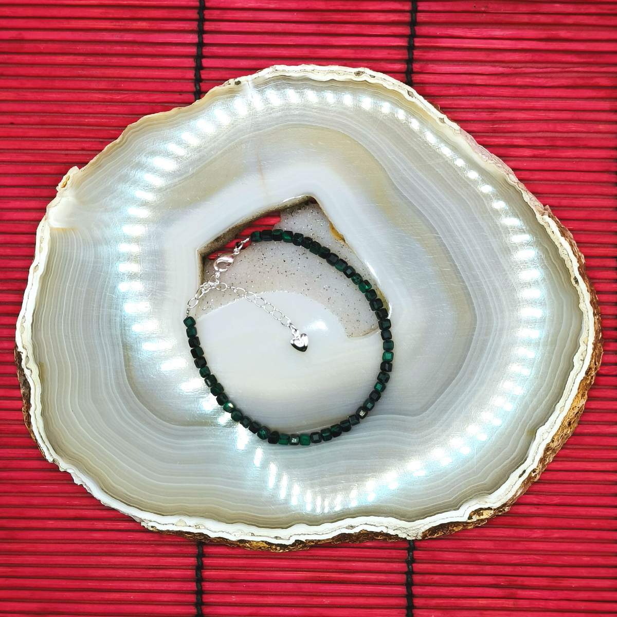 Браслет Малахіт огранка куб 3мм 0700