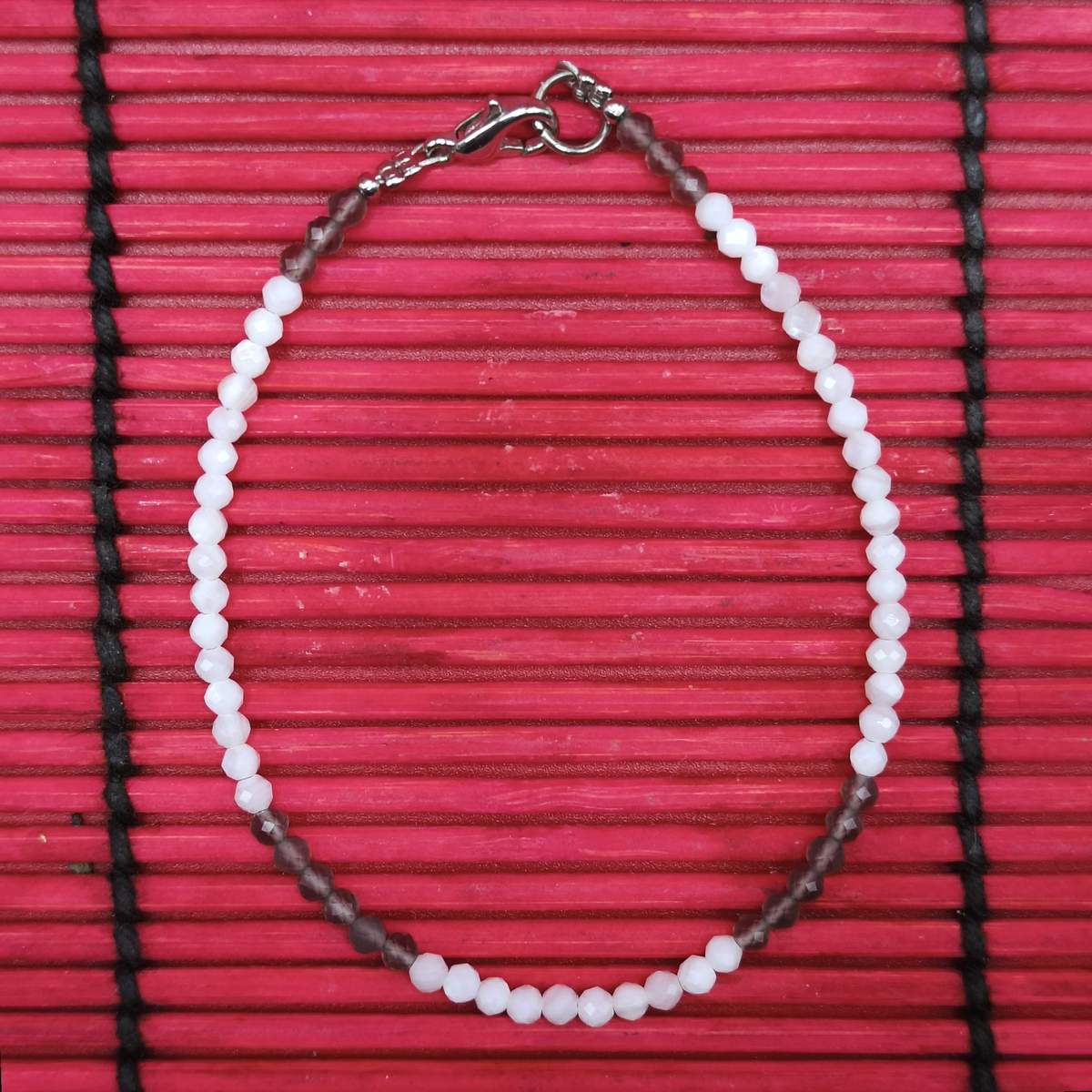 Браслет Місячний+Димчастий кварц грань 2мм 0550