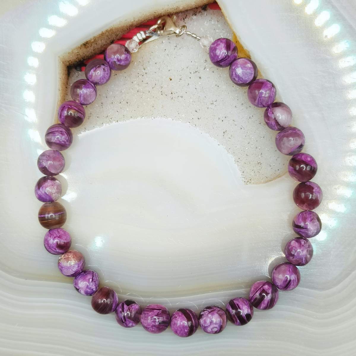 Браслет Лепідоліт+Чароїт 6мм / СЗ/ 01500