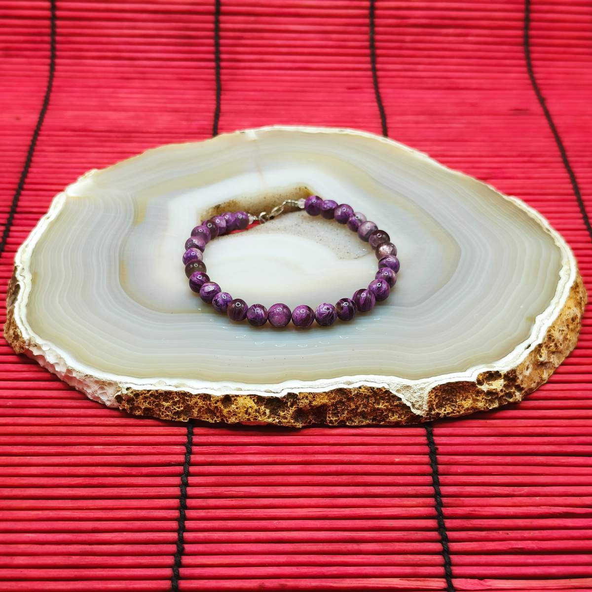 Браслет Лепідоліт+Чароїт 6мм / СЗ/ 01500