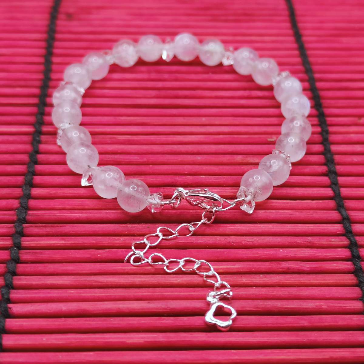 Браслет Місячний Камінь+ Геркімер 8мм 01500