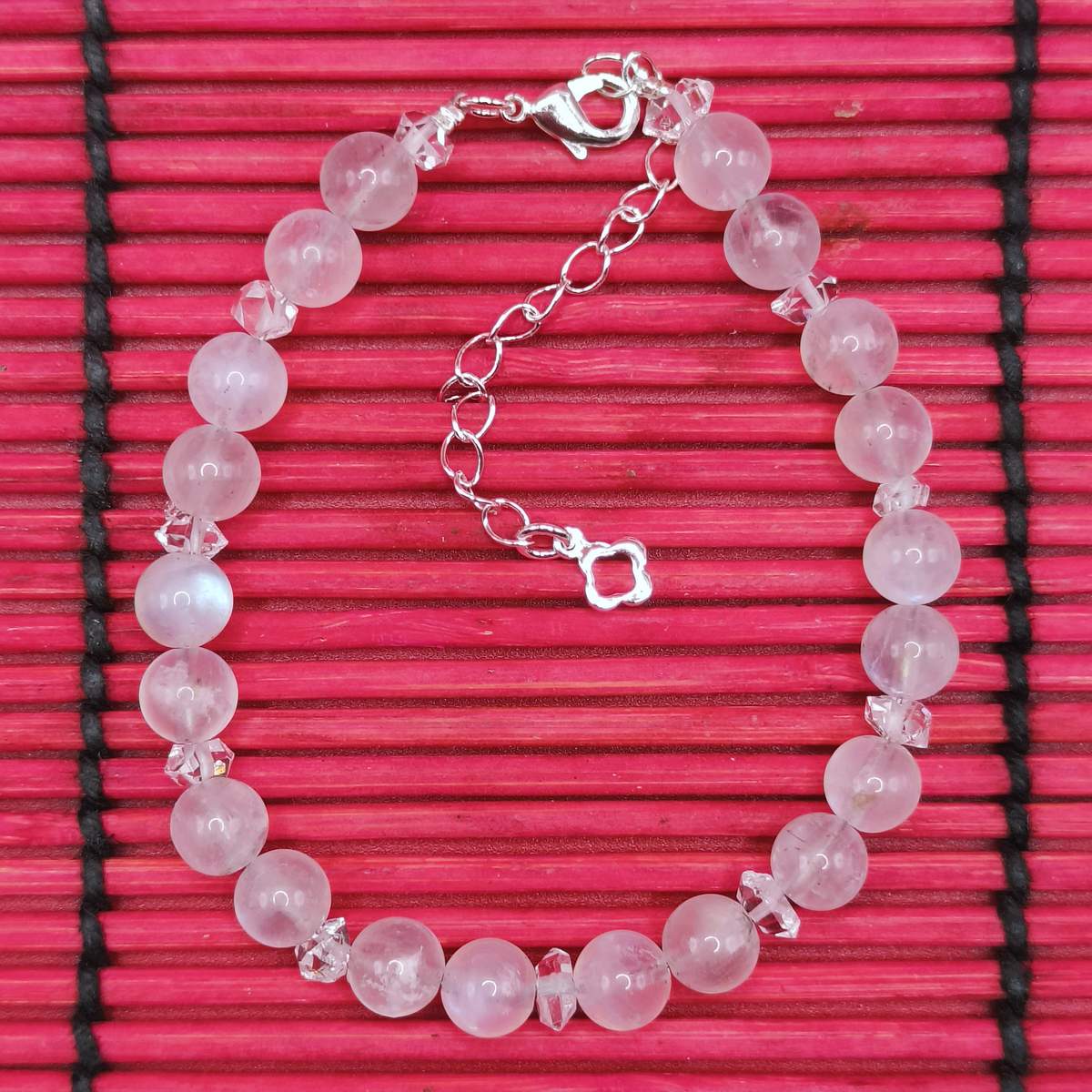 Браслет Місячний Камінь+ Геркімер 8мм 01500