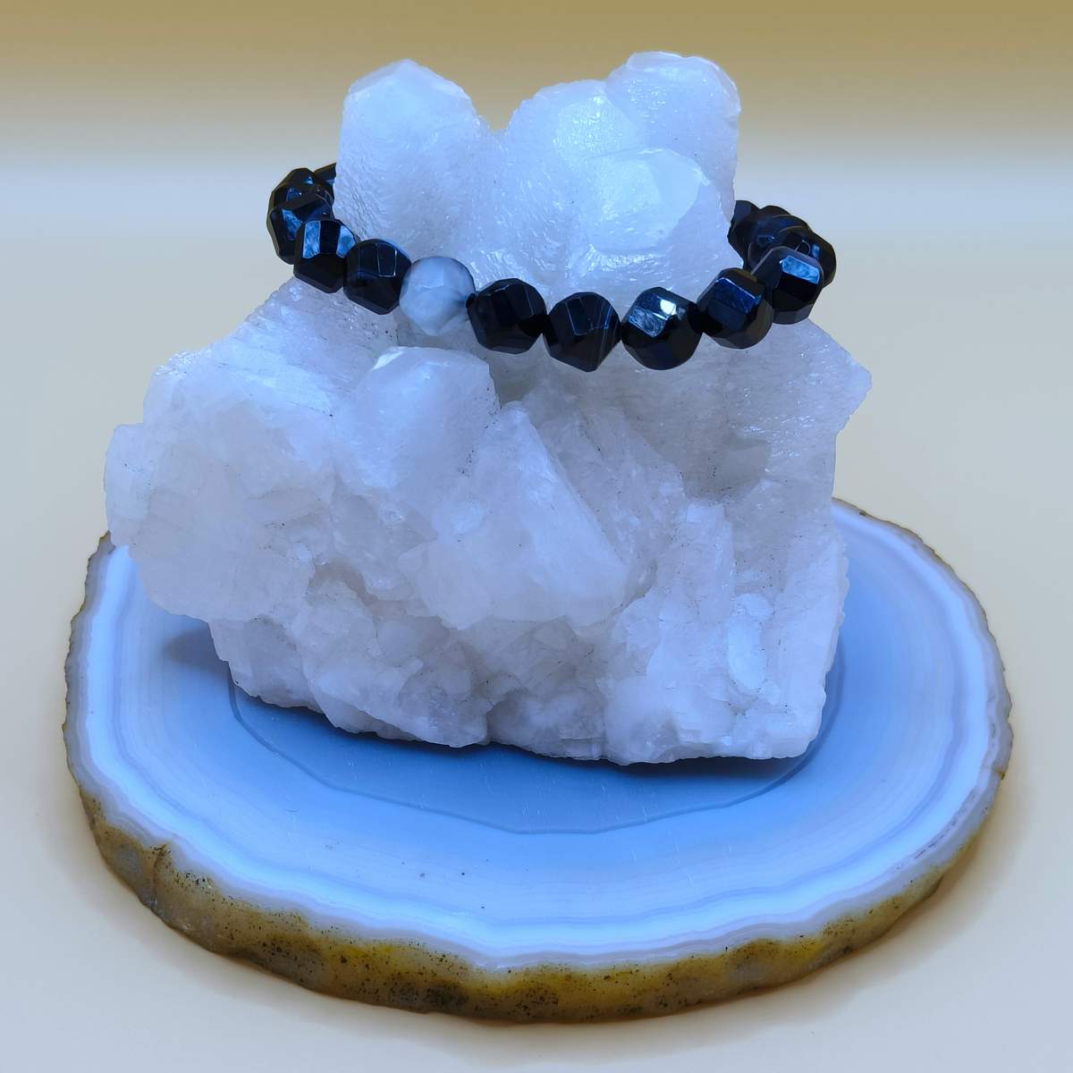 Браслет грань Агат Чорний 10мм 0600