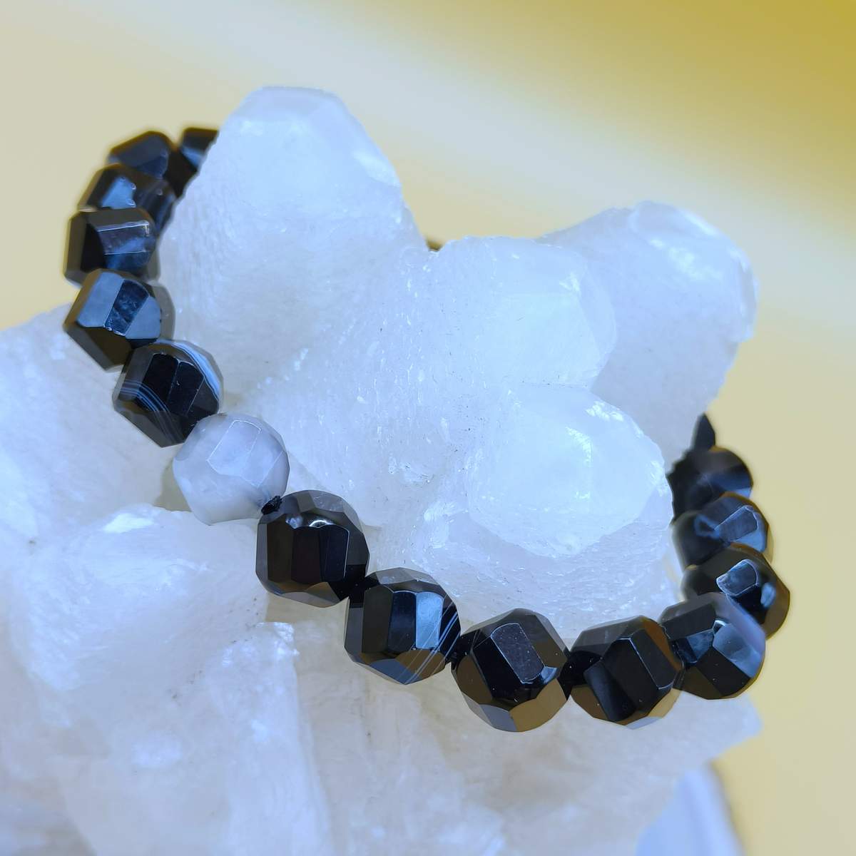 Браслет грань Агат Чорний 10мм 0600