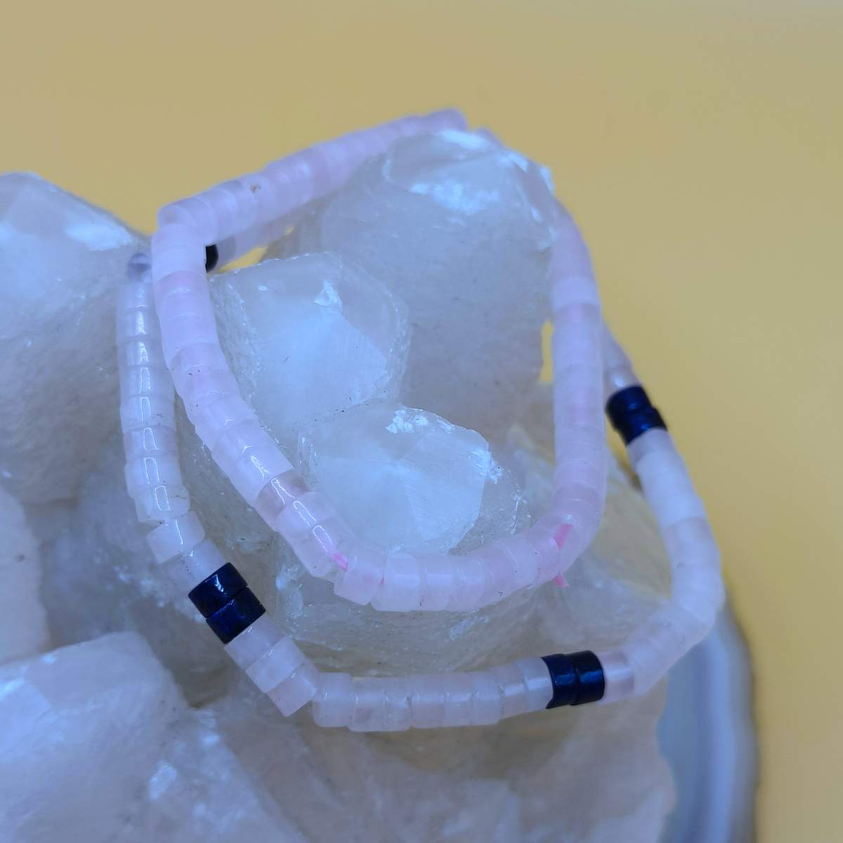 Браслет рондель Рожевий кварц 4,5мм 0300