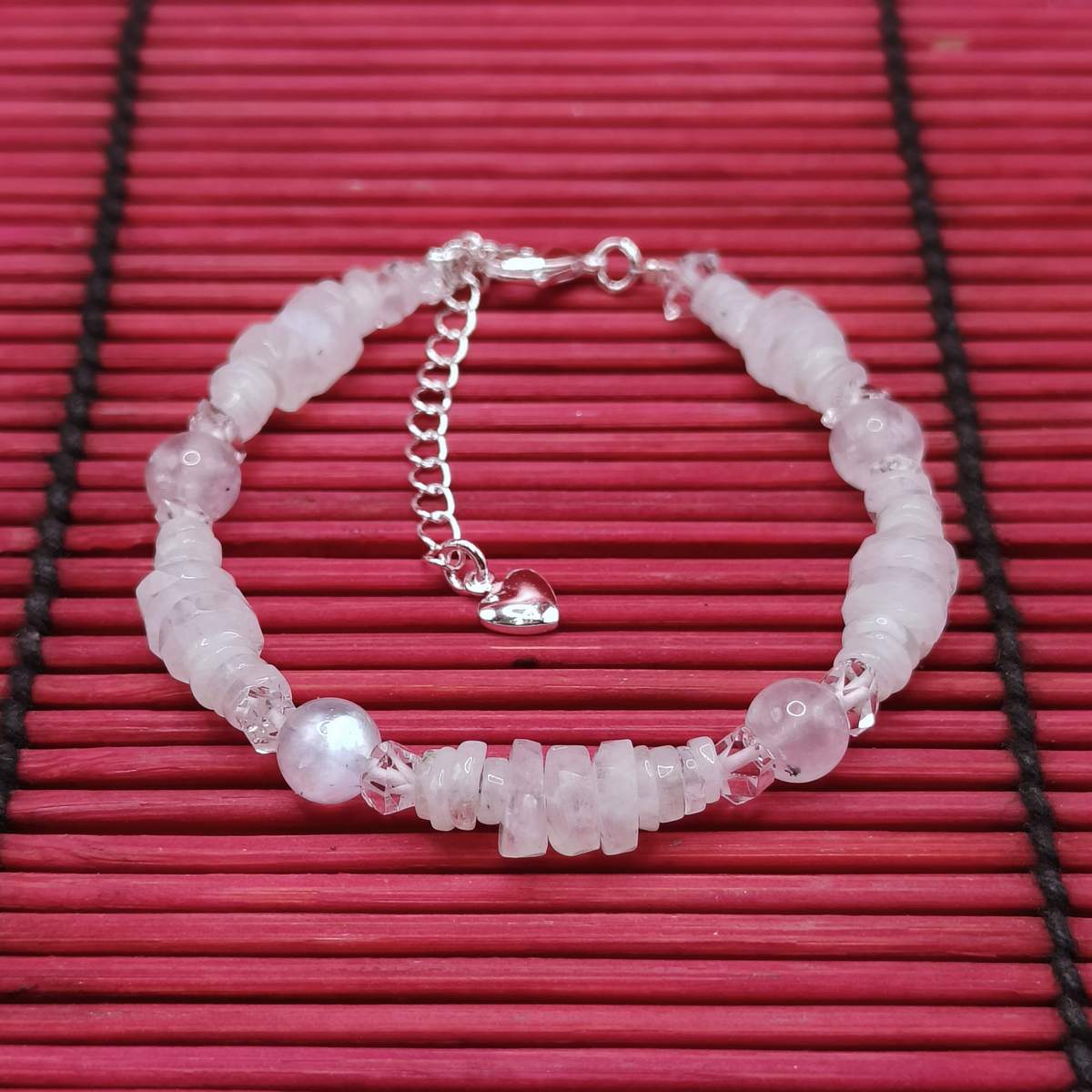 Браслет Місячний Камінь+Херкімер 6мм 01300