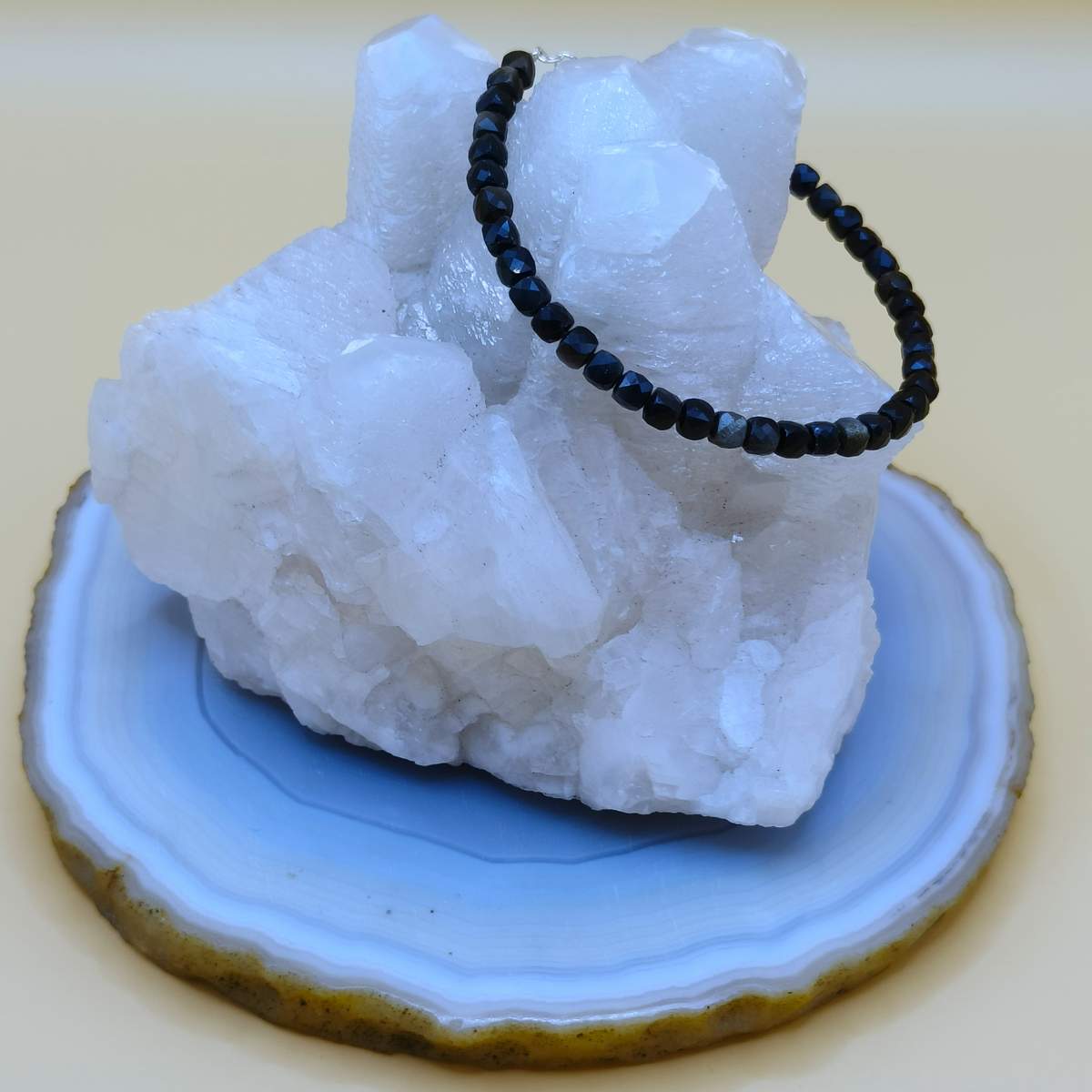 Браслет Обсидіан чорний 4мм 0750