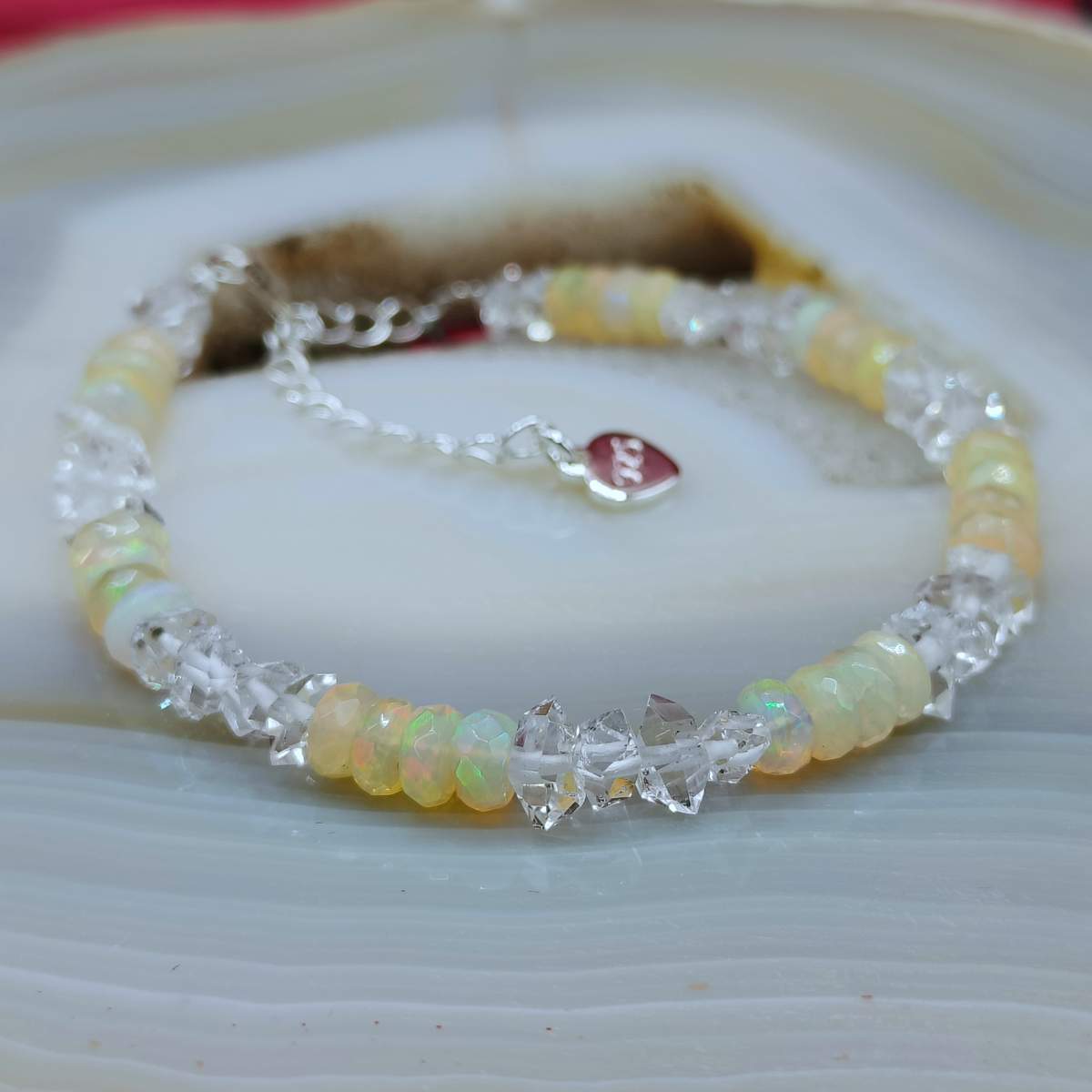 Браслет Опал Ефіопія+Херкімер /СЗ/ 02500