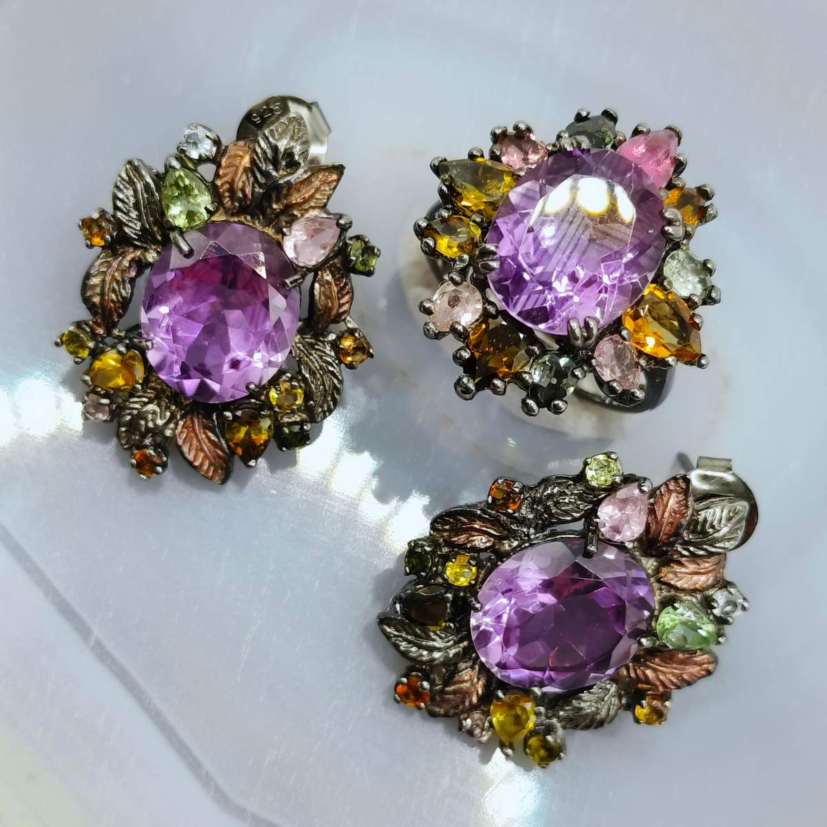 Аметист, Турмалін набір /р.17,5/ 025000