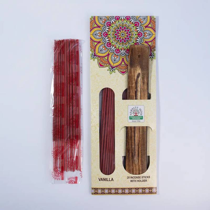 VANILA 20 incense sticks with holder Namaste India