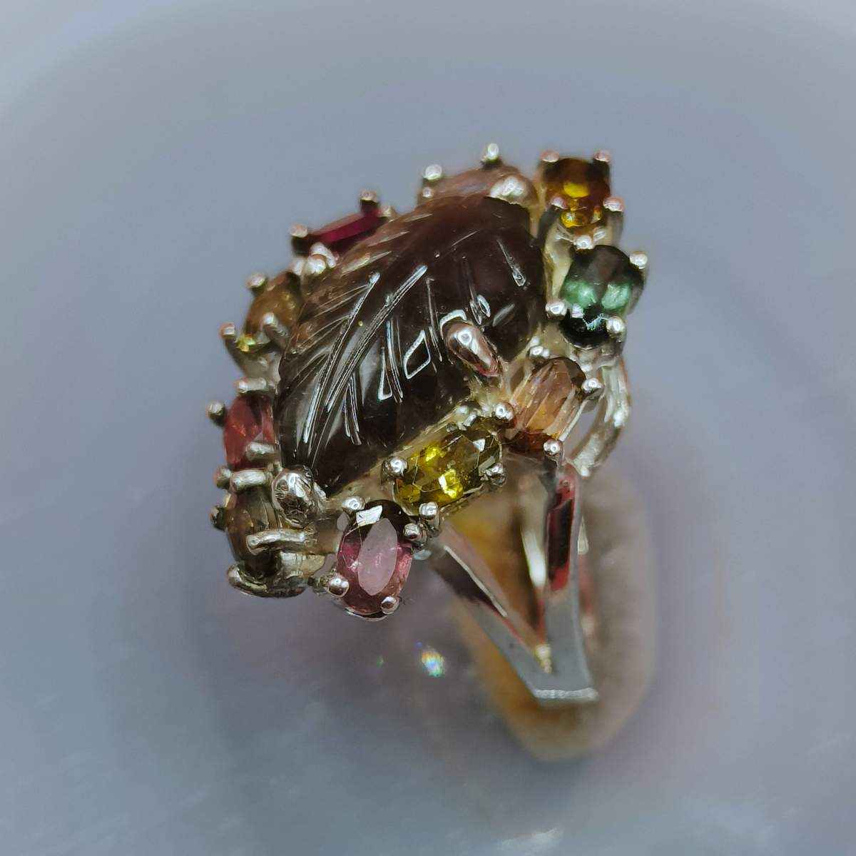 Турмалін зелений/ Вердиліт/ каблучка р.18 015000