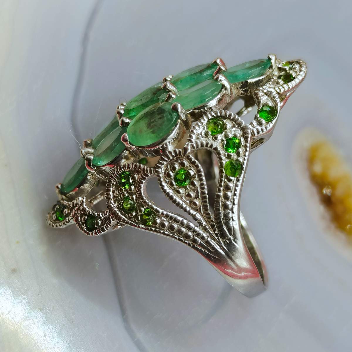 Смарагд+ Хромдіопсид каблучка р.18 015000