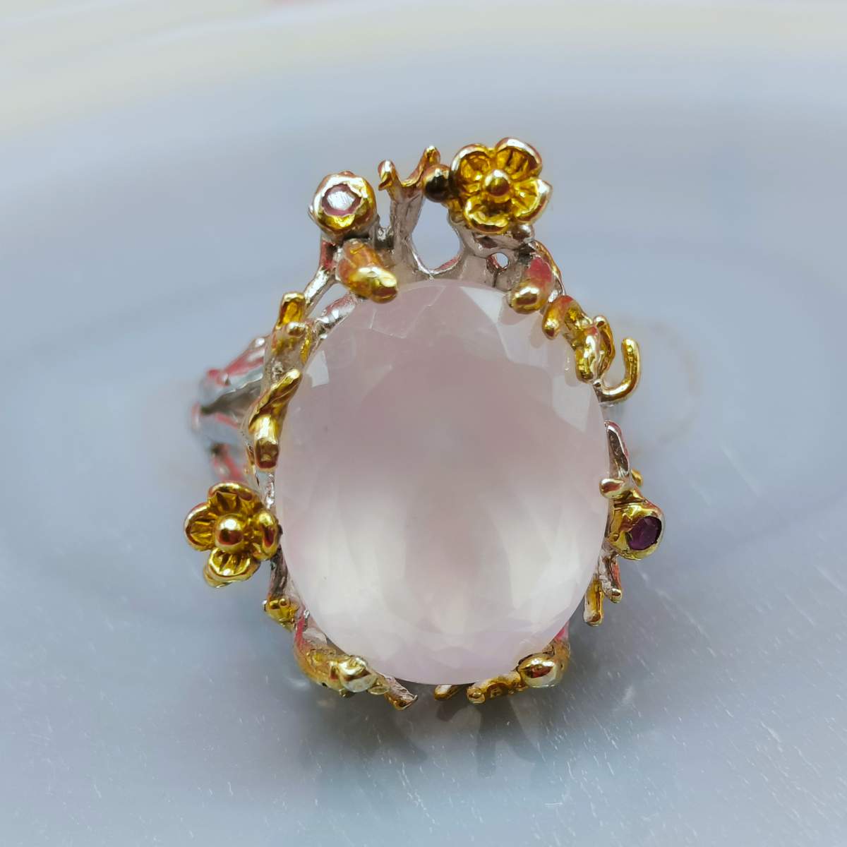 Рожевий Кварц каблучка /р.18/ 012000