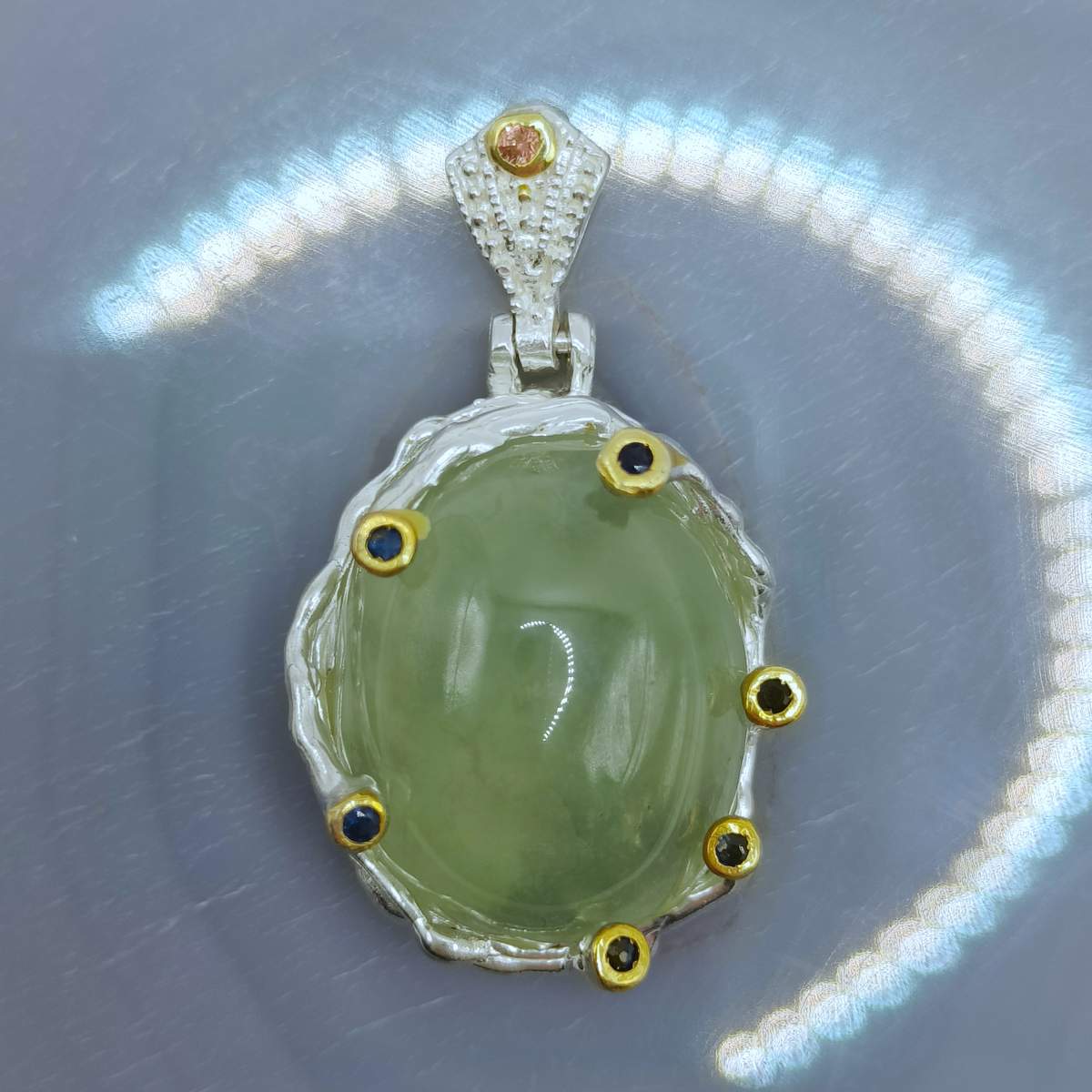 Преніт, Гранат, Сапфір кулон 09000