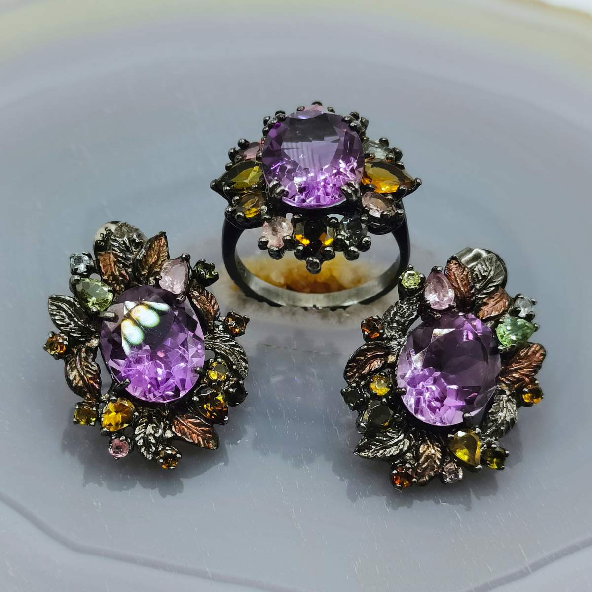 Аметист, Турмалін набір /р.17,5/ 025000