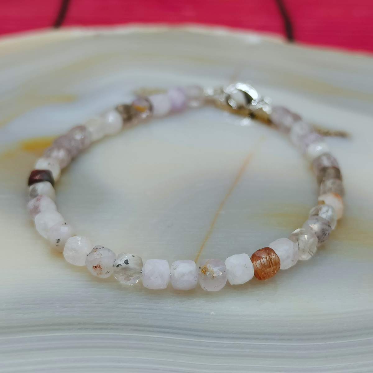 Браслет Аметист Лаванда куб 4мм 0850