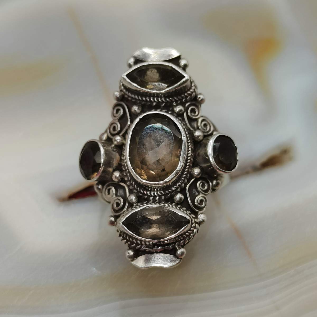 Раухтопаз /Димчастий кварц/ каблучка 012000