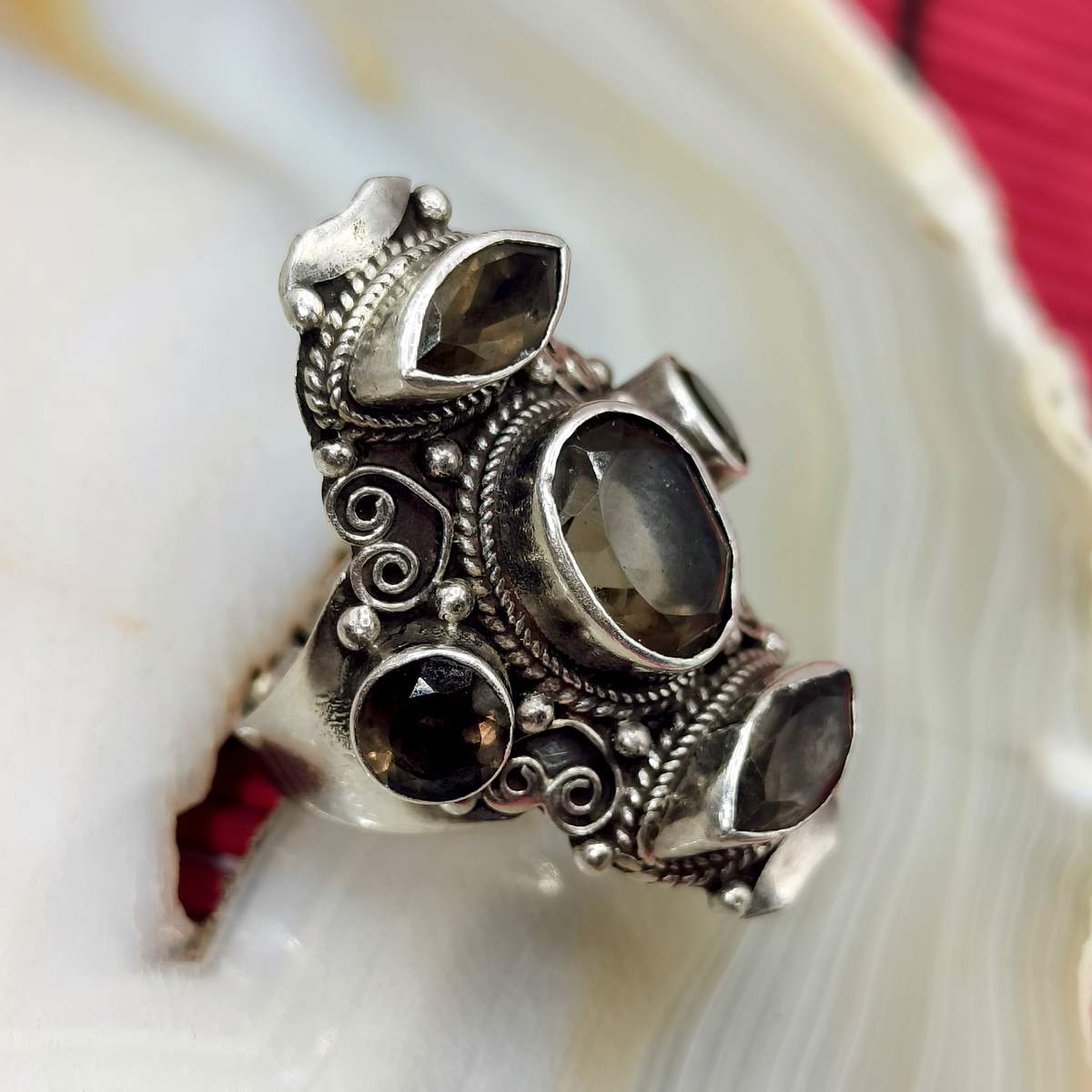 Раухтопаз /Димчастий кварц/ каблучка 012000