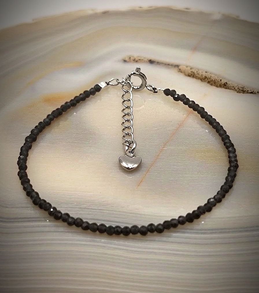 Браслет Обсидіан чорний 2мм 0600