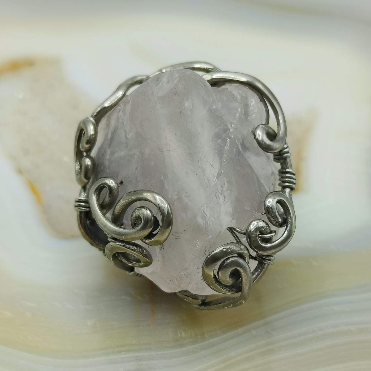 Перстень Кунцит рожевий 0900