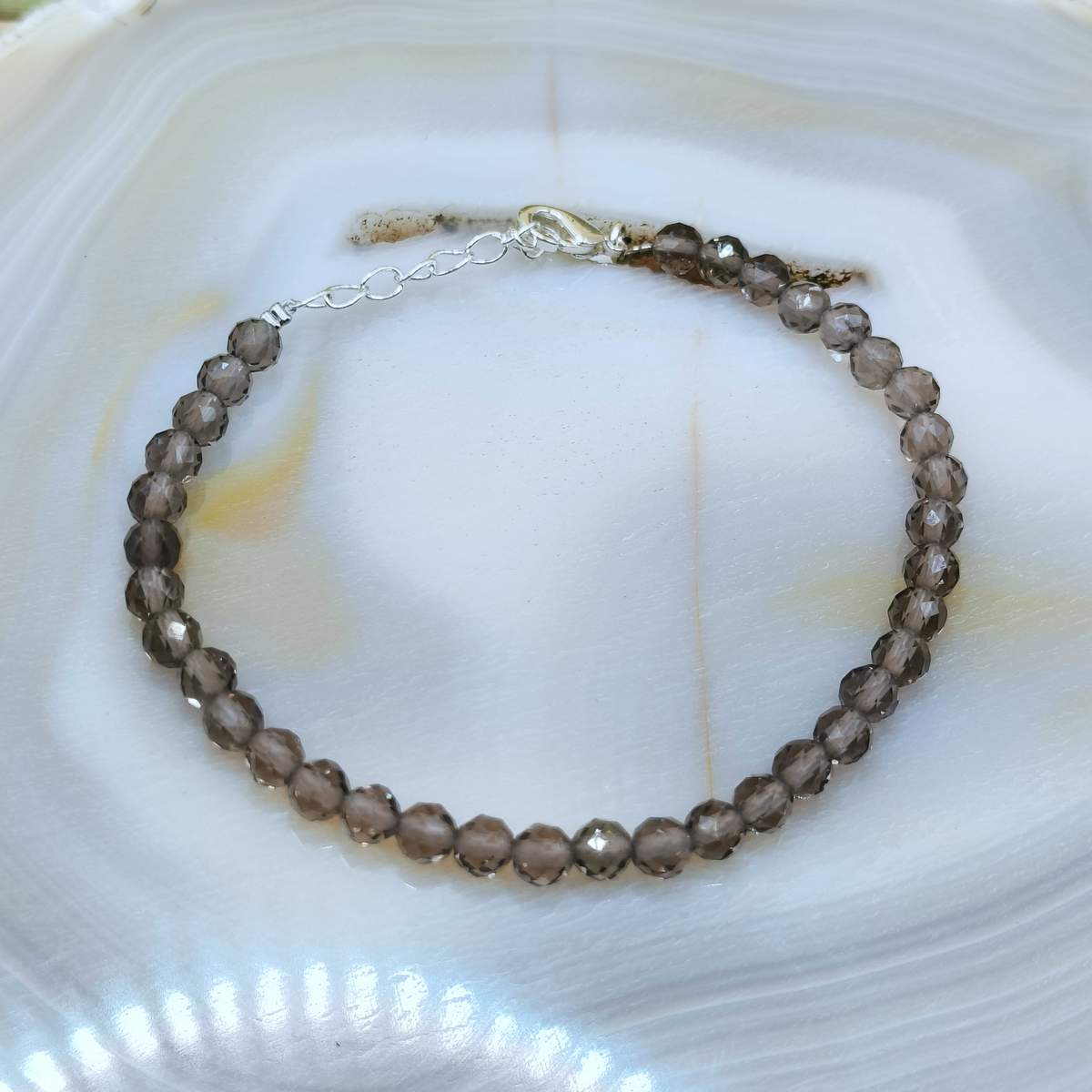 Браслет Раухтопаз огранка 4мм 0900