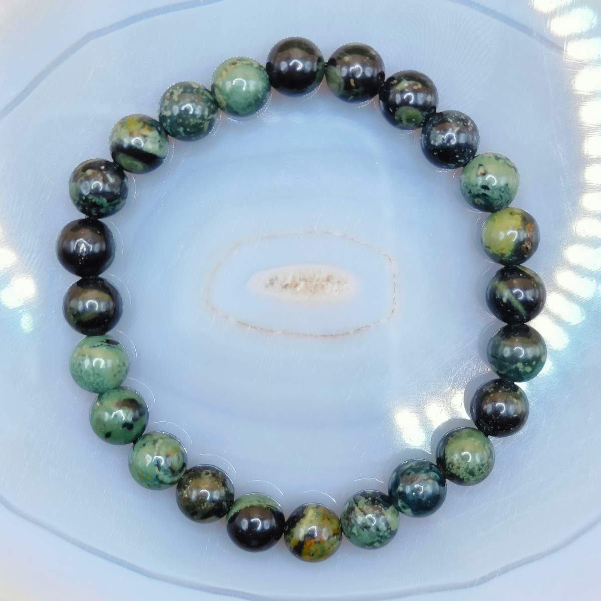 Браслет Яшма Камбаба зелена 6мм 0350