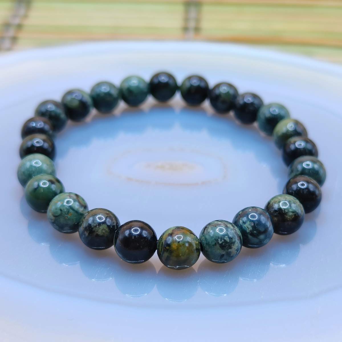 Браслет Яшма Камбаба зелена 6мм 0350