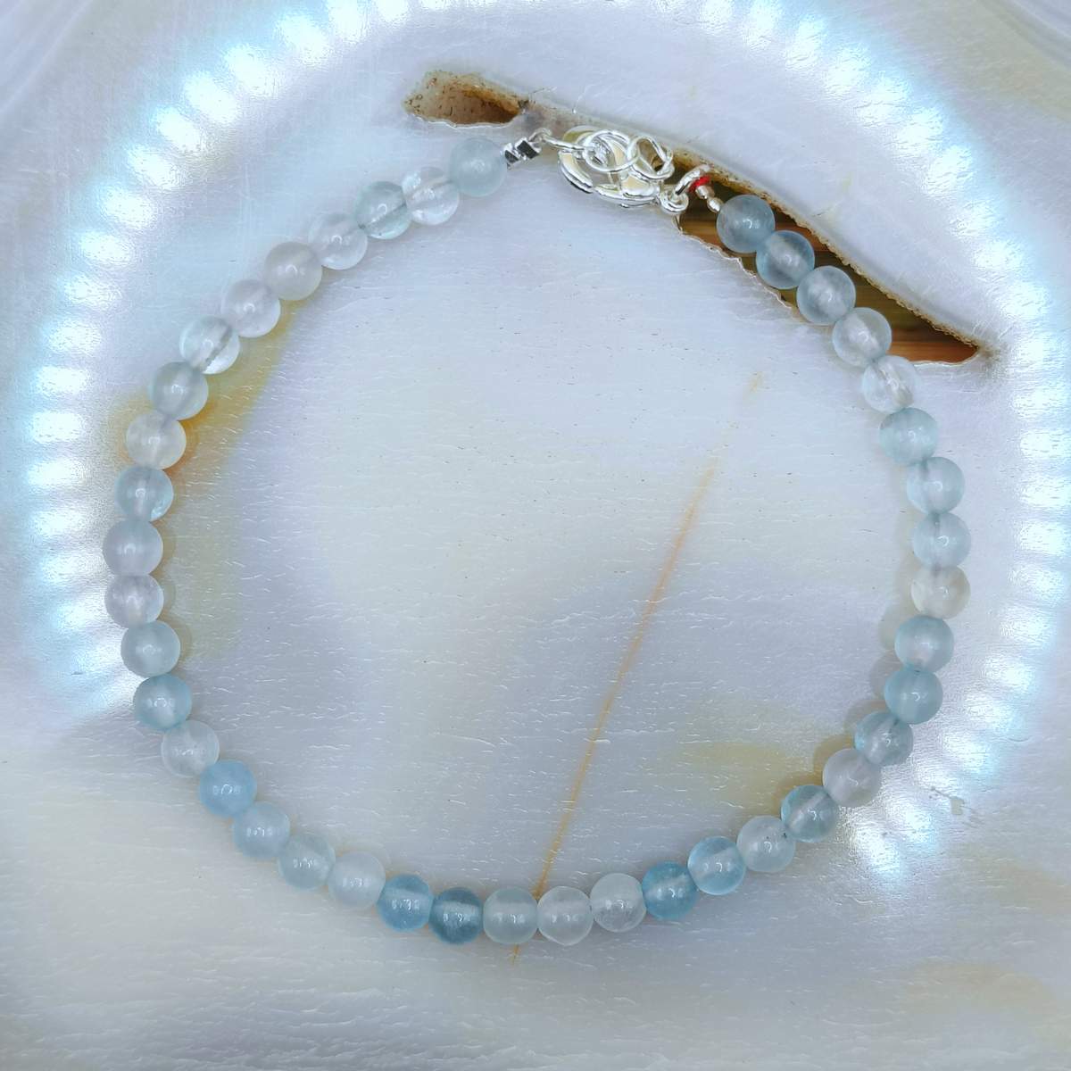 Браслет Аквамарин 4мм намист. 0900