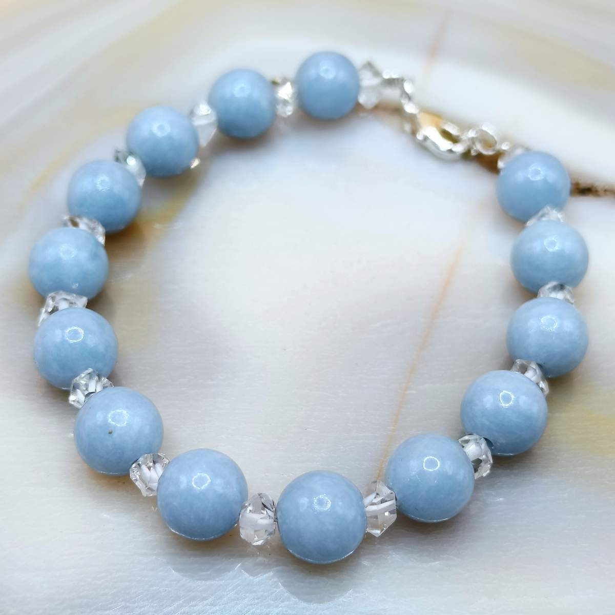 Браслет Ангеліт+ Херкімер 8мм 01300