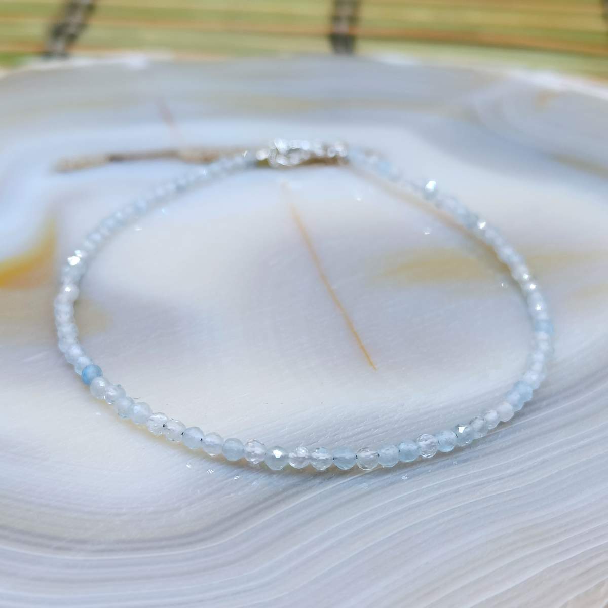 Браслет Аквамарин огранка 2мм 0850