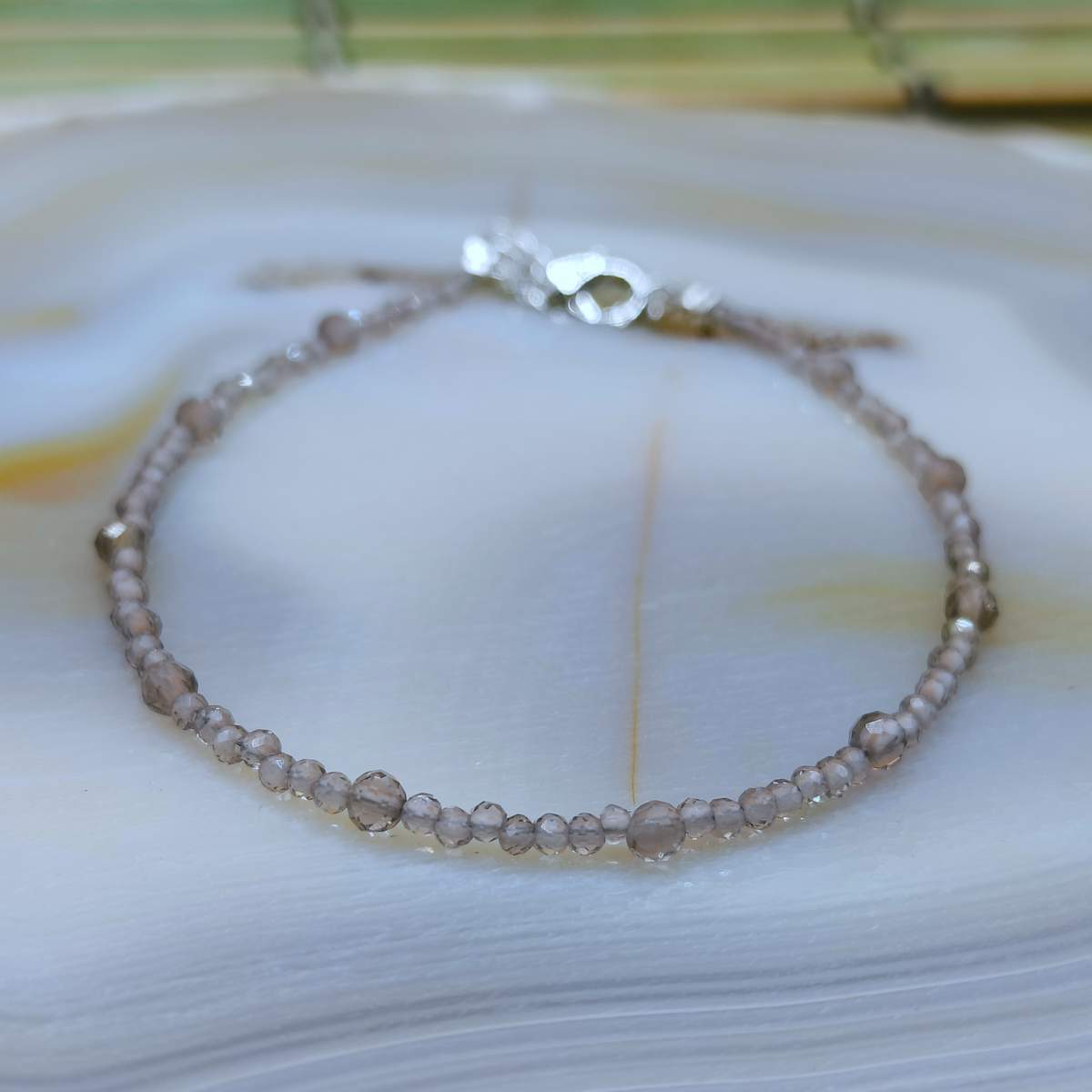 Браслет Раухтопаз /Димчастий кварц/ огранка 2мм 0800