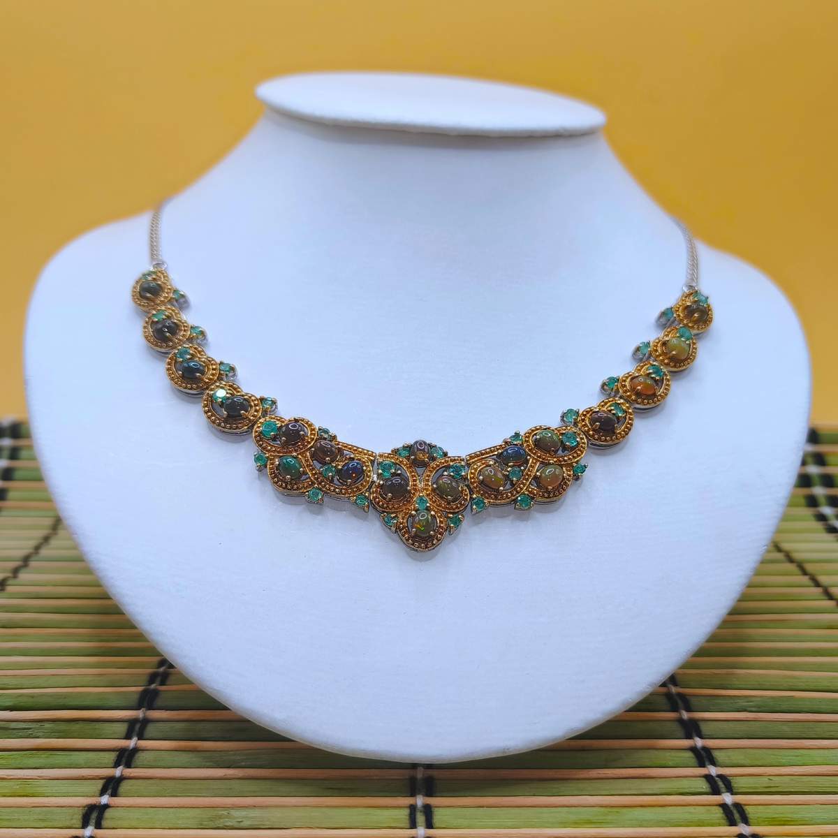 Кольє Опал+ Смарагд 024000