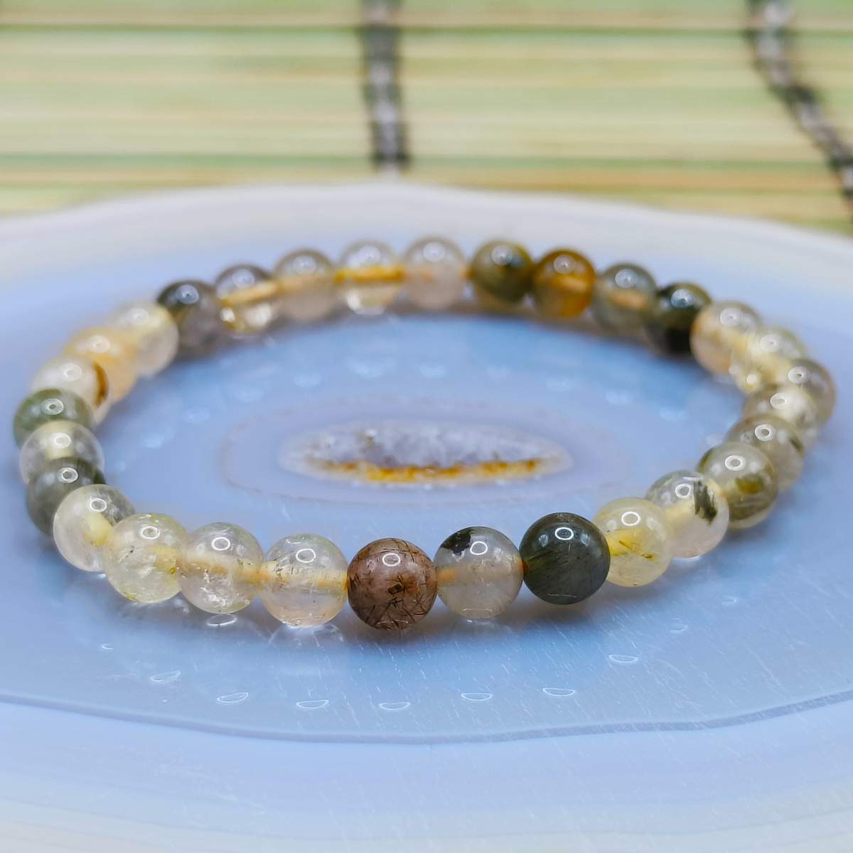 Браслет Кварц Рутиловий жовтий 6мм 0600