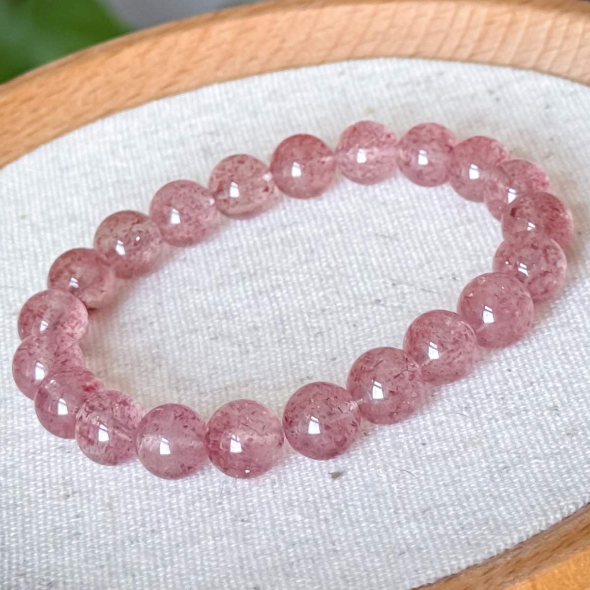 Браслет Кварц Полуничний 9мм 0550