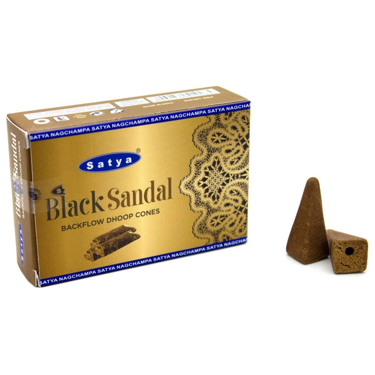 Satya Black Sandal backflow dhoop cones 0120