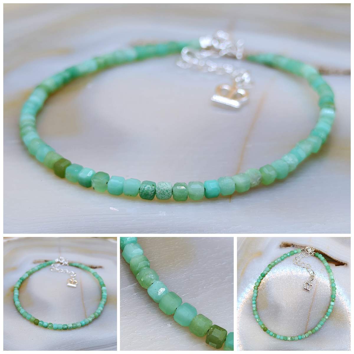 Браслет Хризопраз куб 2,5мм 01300